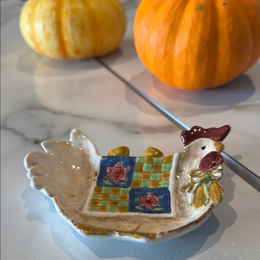Colorful Ceramic Chicken Dish